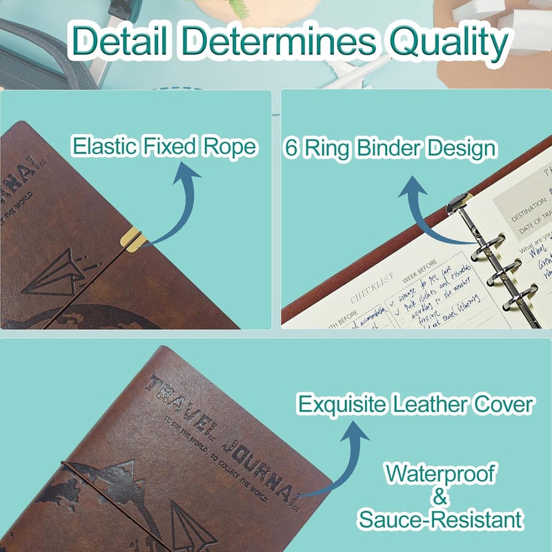 GoShambar Travel Journal for Women Men, Leather Travel Scrapbook Notebook & Adventure Book Travel Planner Memory Diary, Travel Gifts(Brown) - Image 4